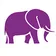 A purple elephant over a white background